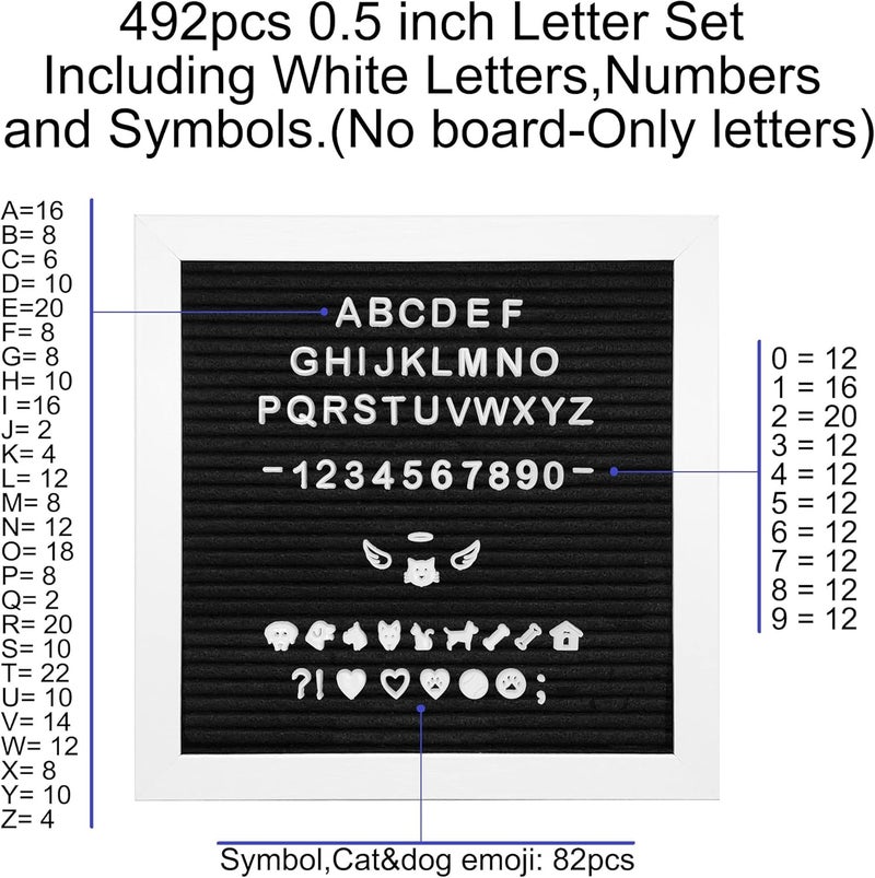 G GAMIT Felt Letter Board Letters Only - Pre-cut 0.5 Inch(1/2”) Tall White Letters 492pcs with Canvas Bag(No Board Included) - Image 3